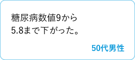 糖尿病数値9から5.8まで下がった。　50代男性